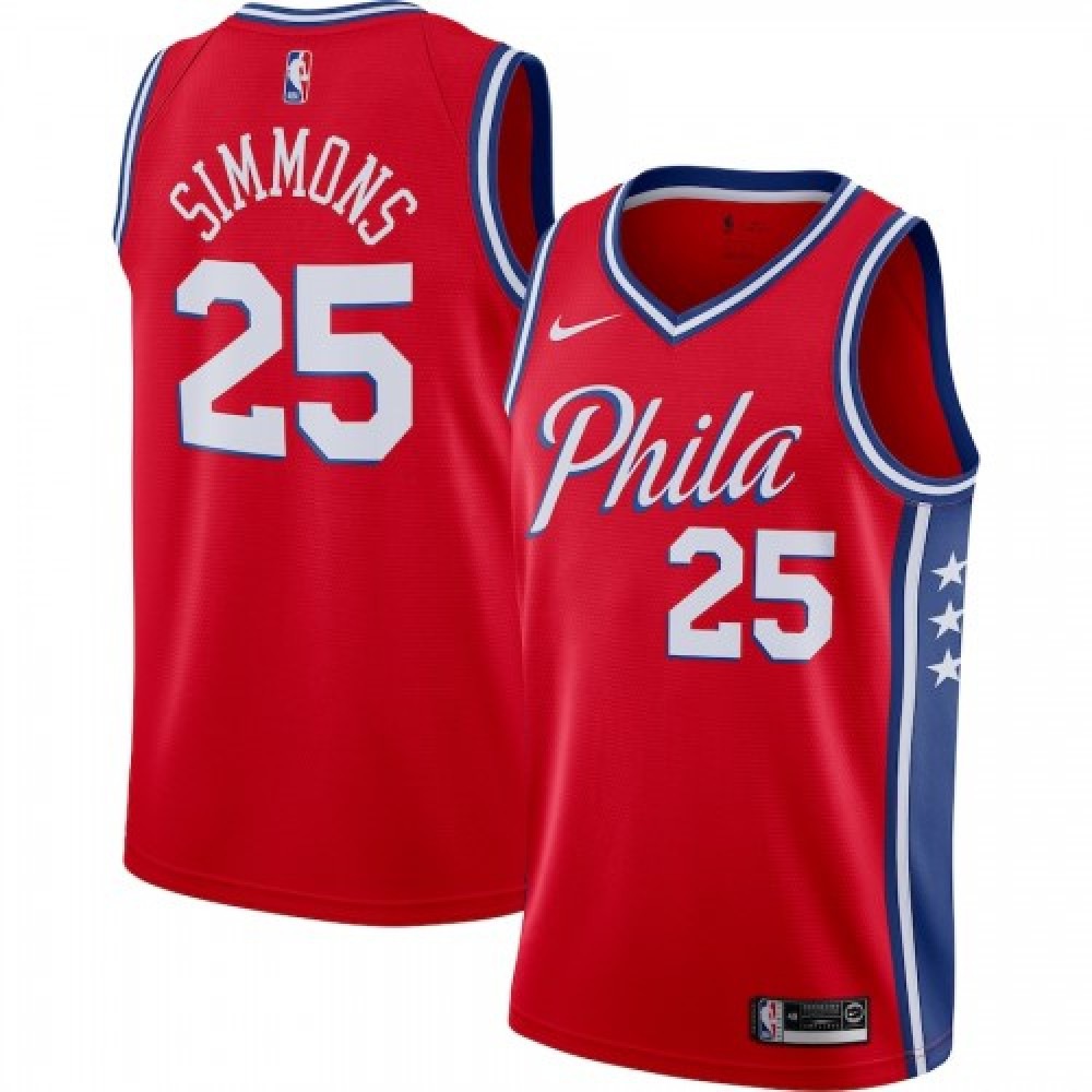 Men's Philadelphia 76ers Ben Simmons #25 Red Swingman Jersey - Statement Edition-Pro Kit Vault | Brand New 26/27 Sports Jerseys